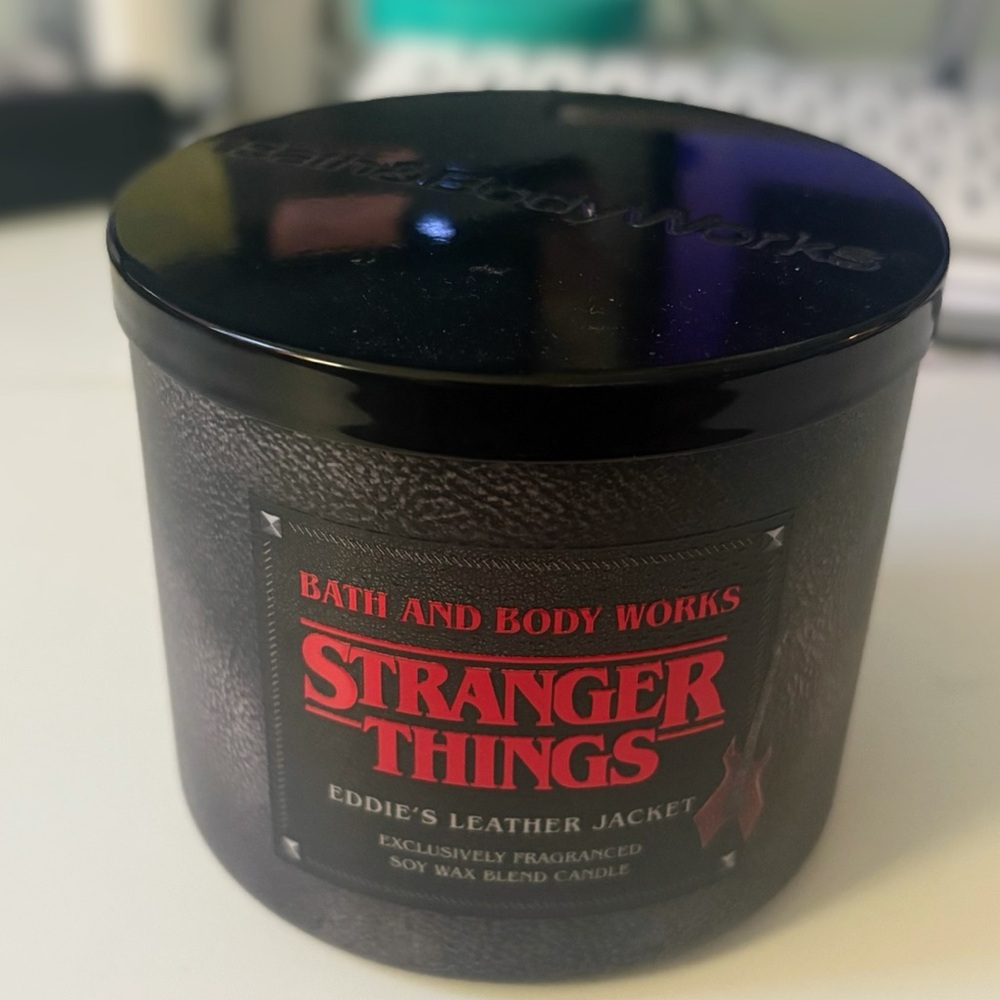 NEW BB&W Eddie’s Leather Jacket - 3-wick Candle with Black Lid